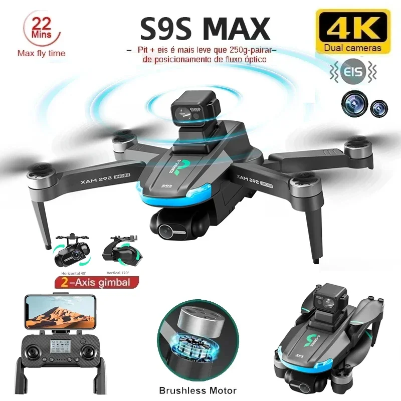 Novo s9s max mini drone 4k 2 e - Drone Camera Hd avaliação e preço
